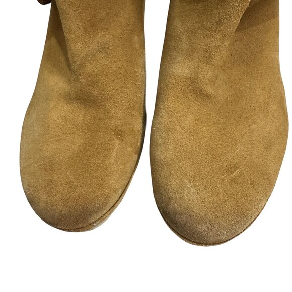 Free People Boots Womens Size 38 Tan Suede Clog Ankle Wrap Wooden Heel 500030907 - Picture 2 of 11